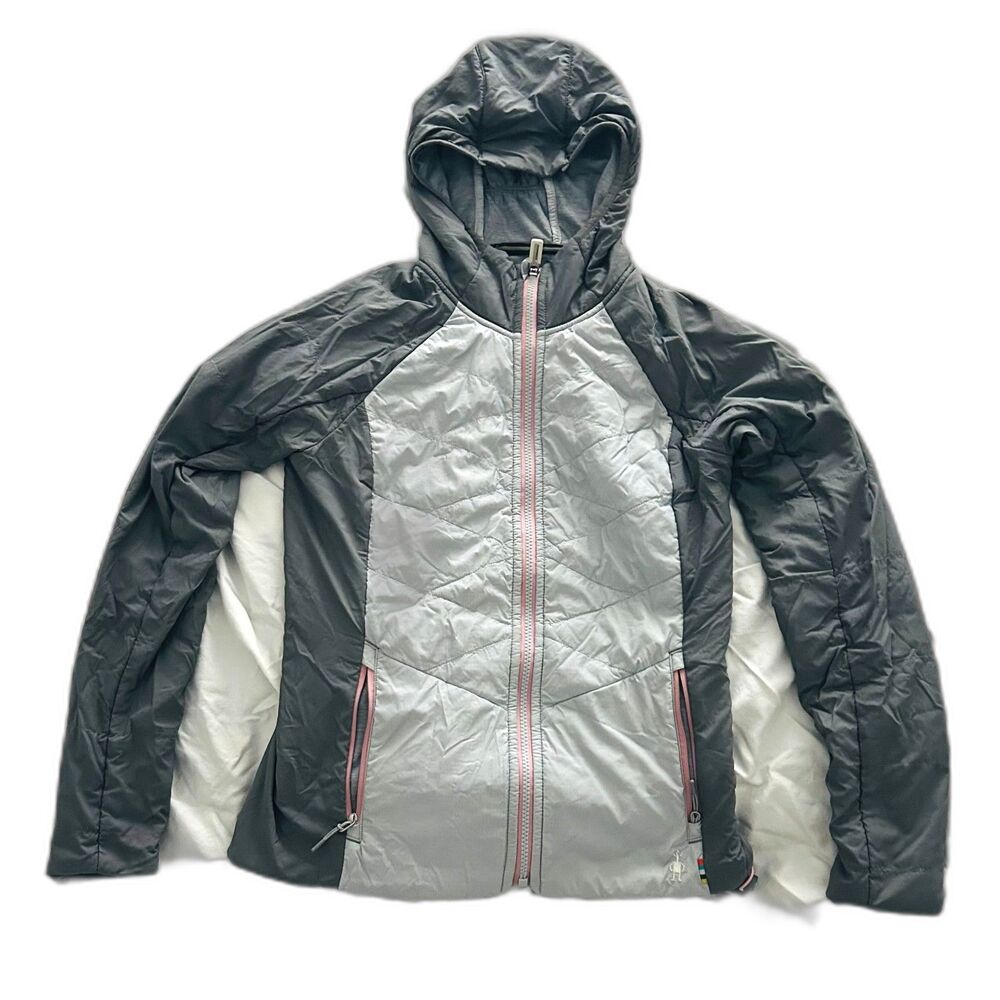 Smartwool Smartloft-X 60 Full Zip Hoodie Womens Small Gray Merino Wool SW019261